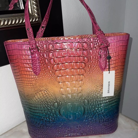 Brahmin Ombre Melbourne Collection Ezra Horizon Extra Large Tote Bag - Picture 2 of 12